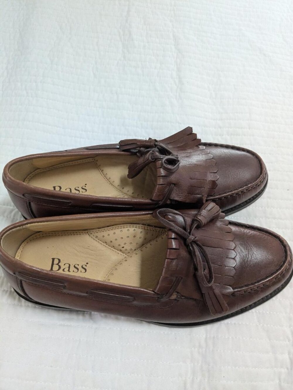 Bass Smart Casual Career Wear Ivy League Preppy Brown Leather Kiltie Loafer 7.5M